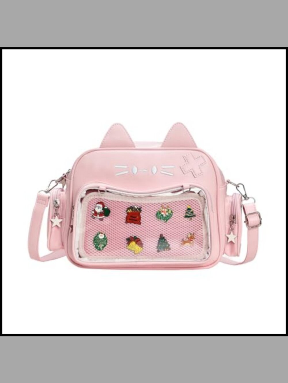 Kawaii Cat Ita Bag PU Leather Crossbody Shoulder Backpack Pin Display Insert
